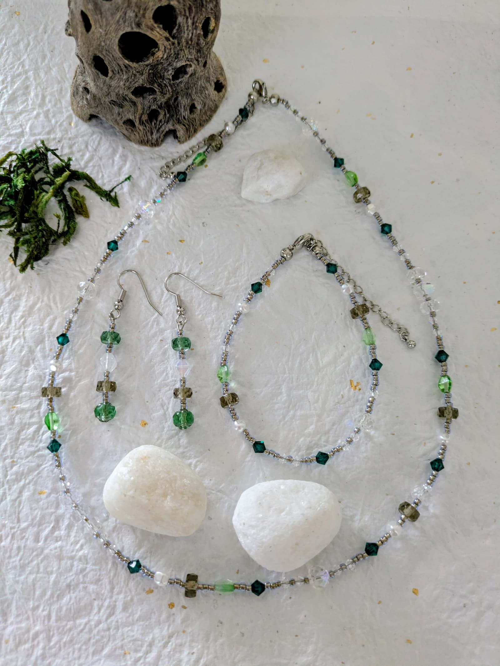 Parure complète Forêt d'Akasawa - Collection Rivières Enchantées - Par Sakura Créations
