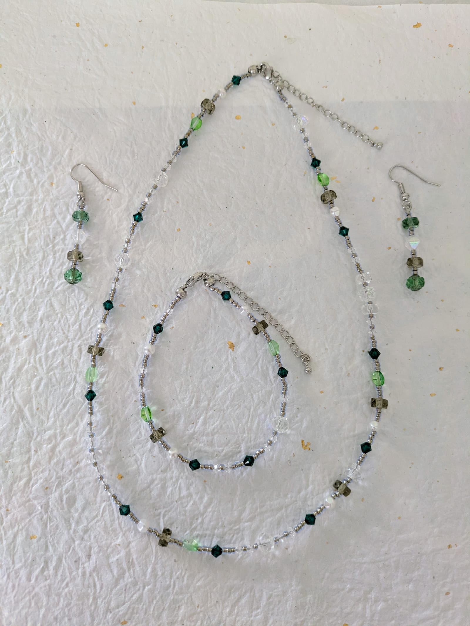 Parure complète Forêt d'Akasawa - Collection Rivières Enchantées - Par Sakura Créations