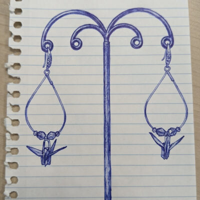 Boucles d'oreilles Origami Hokkaido no Tsuru – Sketch - Collection Les Origami Japonais - Par Atelier Sakura