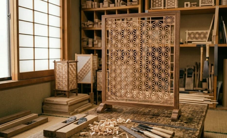 Panneau japonais traditionnel en kumiko