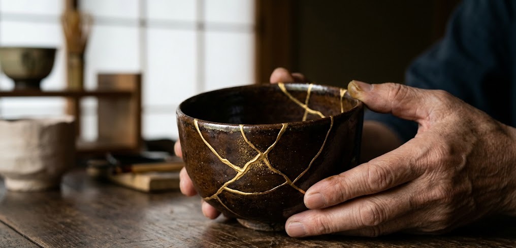 Bol japonais réparé selon la technique du kintsugi