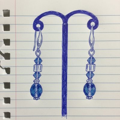 Sketch des boucles d'oreilles Baie de Kabira