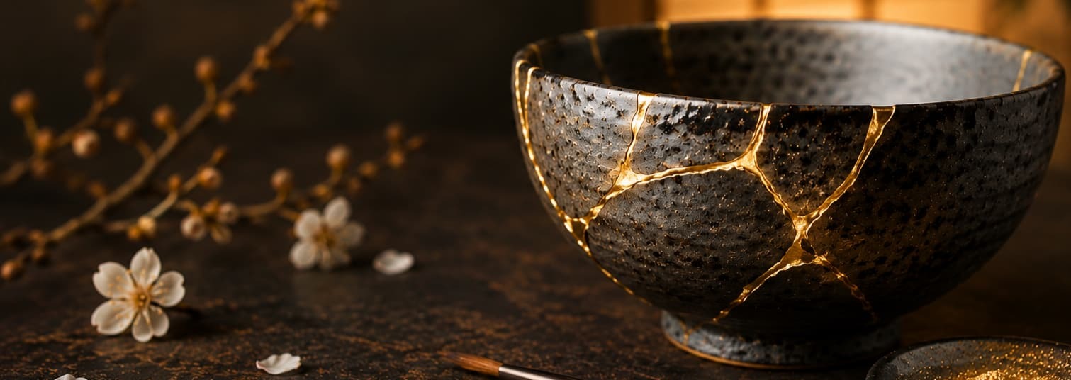 Céramique Japonaise réparée et sublimée grâce au kintsugi