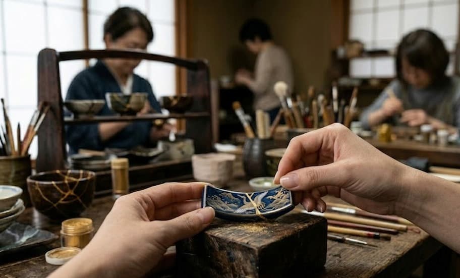 Atelier de kintsugi à Tokyo