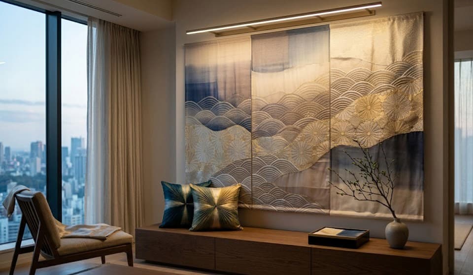 Tenture moderne en soie japonaise