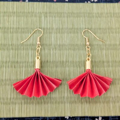 Boucles d'oreilles Origami Éventail Japonais – Brise Printanière - Collection Les Origami Japonais - Par Sakura Créations