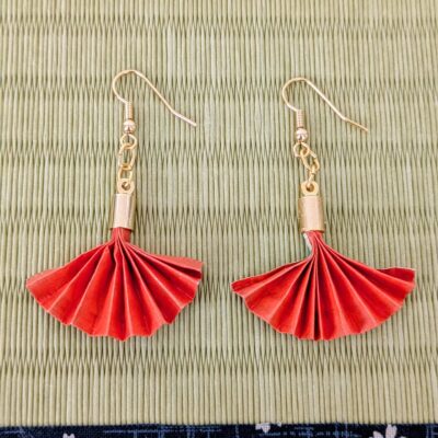 Boucles d'oreilles Origami Éventail Japonais – Éclat Végétal - Collection Les Origami Japonais - Par Sakura Créations
