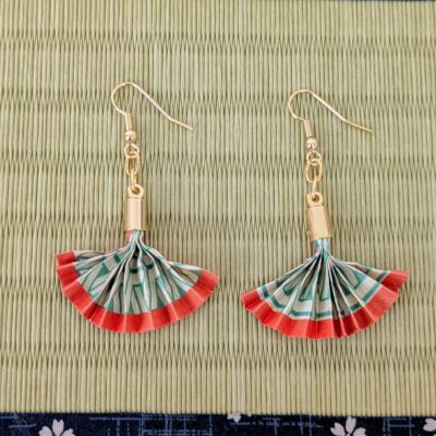 Boucles d'oreilles Origami Éventail Japonais – Éclat Végétal - Collection Les Origami Japonais - Par Sakura Créations