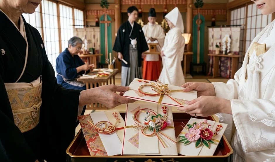  Cérémonie et remise d'enveloppes noués au Mizuhiki