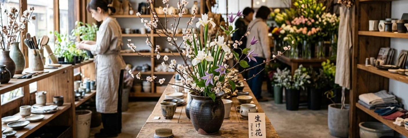 Composition Ikebana dans un magasin