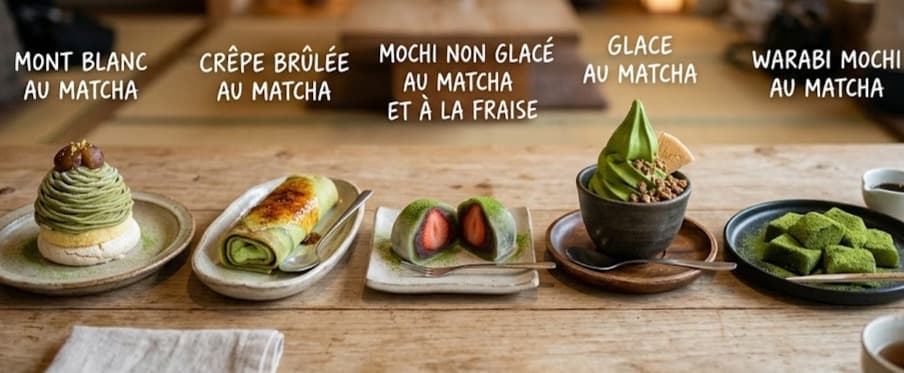 Quelques desserts au matcha japonais