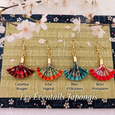 Boucles d'oreilles Origami Éventail Japonais – 4 déclinaisons - Collection Les Origami Japonais - Par Sakura Créations