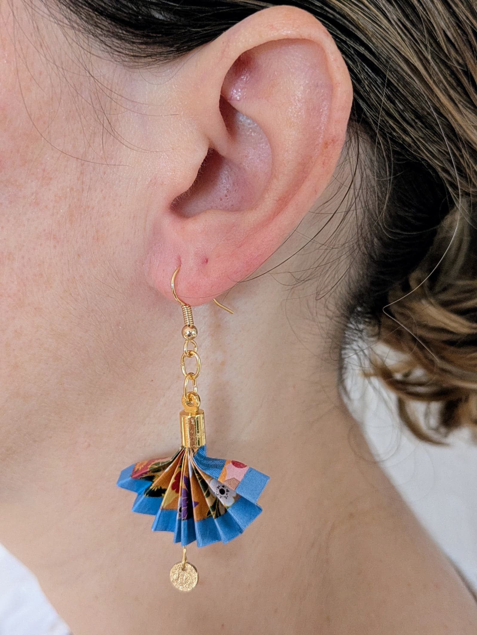 Boucles d'oreilles Éventail Ondoyant - Ciel d’Été