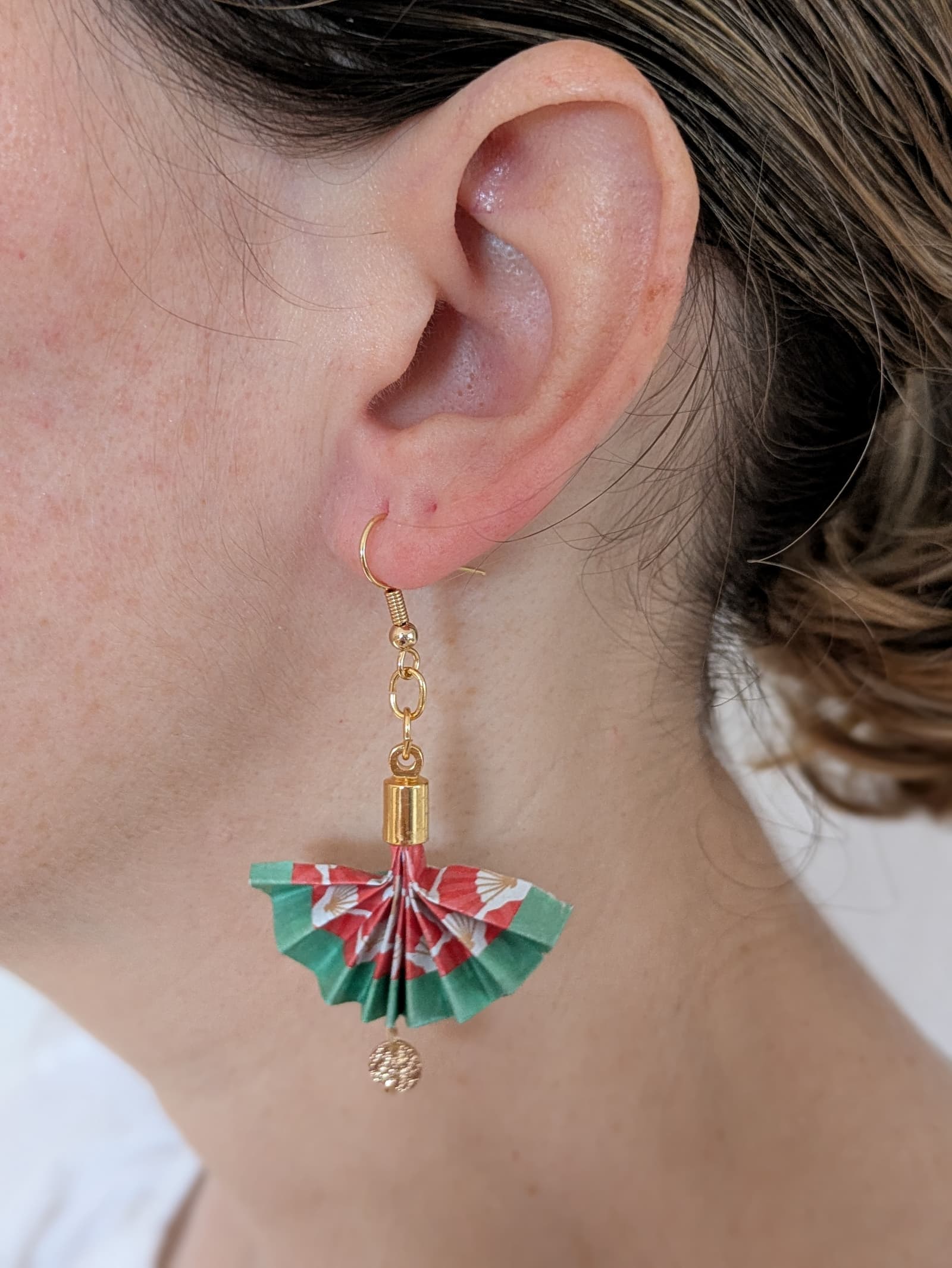 Boucle d'oreille origami Éventail Japonais - Éclat Végétal