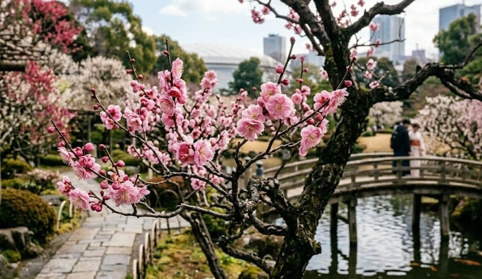 Prunier en fleurs à Koishikawa Korakuen